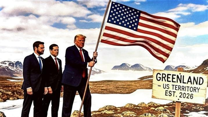 ‘그린란드에 성조기 꽂는 트럼프’ 합성사진…본인이 올렸다