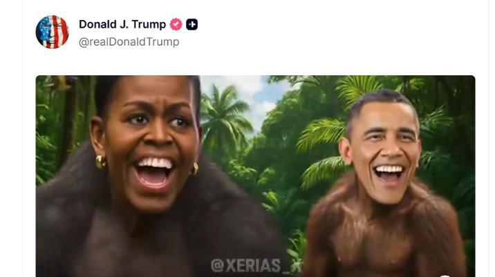 ‘오바마 원숭이’ 영상 지운 트럼프…백악관은 ‘직원 실수’ 탓