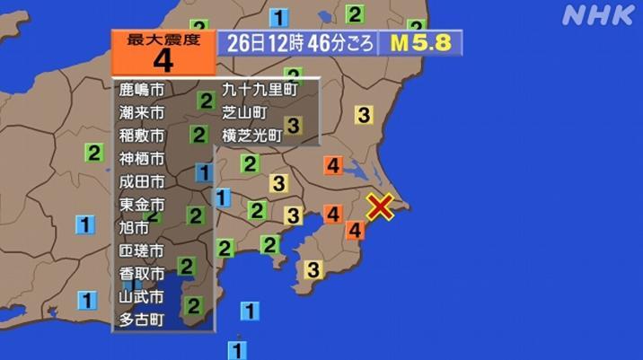일본 지바현 규모 5.8 지진…도쿄서도 강한 흔들림
