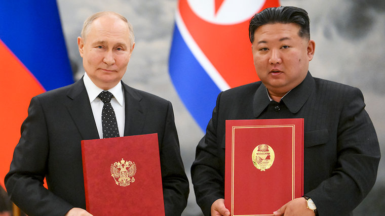 김정은 “가장 진실한 동지” 푸틴 “北, 소중한 친구”