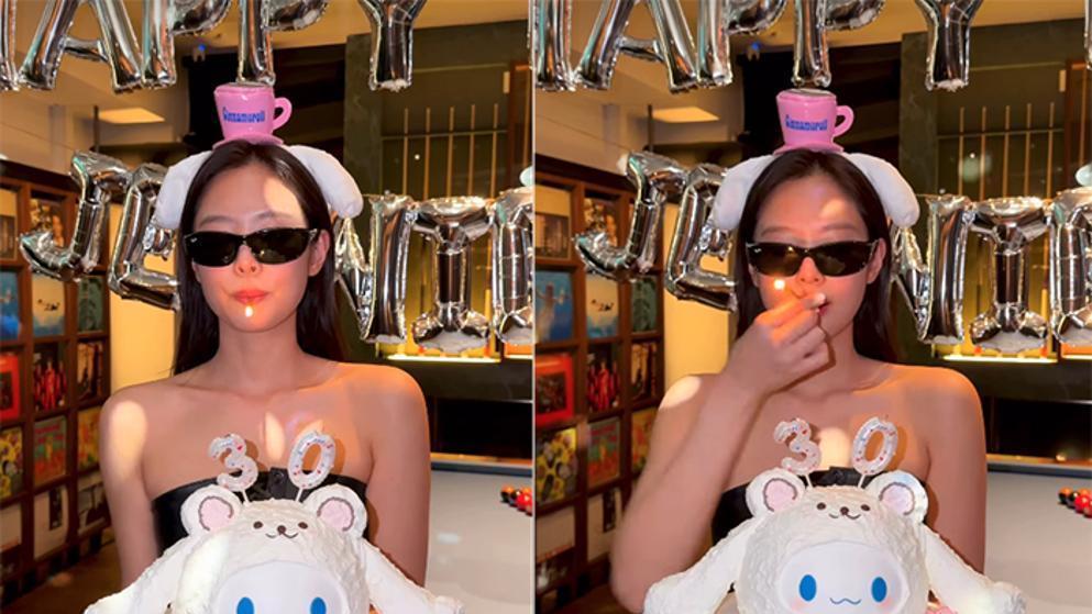 제니, 생일파티서 초 물고 흡연 연상 퍼포먼스…또 시끌