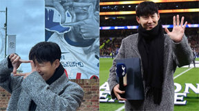 손흥민 벽화 공개에 현지 난리…찰칵 세리머니까지 재현