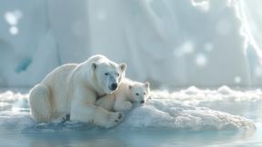 어미 잃은 새끼 입양한 엄마 북극곰…눈밭 위 피어난 ‘모성애’