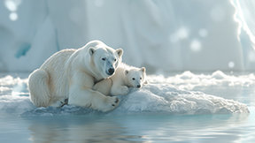 어미 잃은 아기곰 입양한 북극곰…눈밭 위의 ‘모성애’