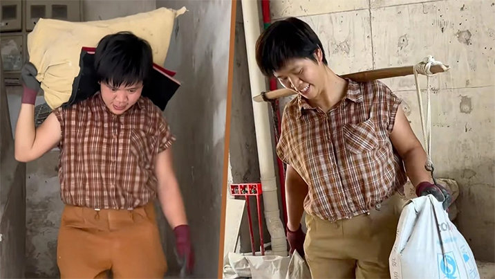 “두 아이 책임져야”…16년째 시멘트 포대 짊어지는 中여성 사연 화제