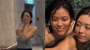 있지 유나, 수영복 입고 뽐낸 슬림 몸매…류진과 물놀이