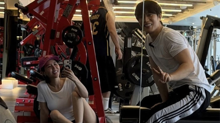 신지-문원, 운동도 함께 하는 신혼…얼굴에 행복 가득