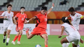 ‘김민지 해트트릭’ 여자축구, 1차전서 미얀마에 5-0 완승