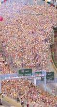 참가자만 3만명이 넘어 장관을 이루는 뉴욕마라톤의 스타트장면