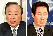 김영삼 전 대통령(사진 왼쪽)과김근태 최고위원