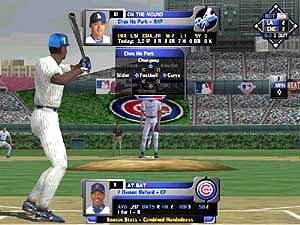 미국 메이저리그 LA다저스의 박찬호 선수 경기를 '하이히트 베이스볼'로 시뮬레이션하고 있다.