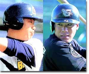 두산 장원진(왼쪽)과 롯데 최기문.