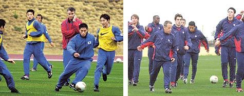 한국과 미국팀의 훈련모습