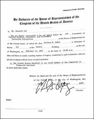 엔론회장 소환장