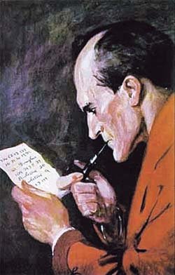 셜록 홈즈 시리즈 초간본에 실린 주인공 홈즈의 컬러 일러스트레이트