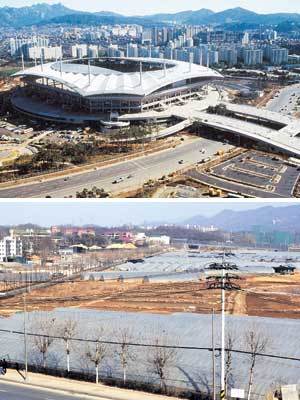 서울 마포 상암지구(위),서울 송파 장지지구(아래)