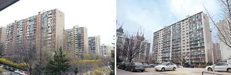 압구정동의 현대아파트 전경(좌), 대치동 우성아파트 전경