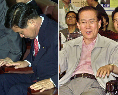 '침통' 박경모기자　　　　　　　　　　　　　　　 '환희' 서영수기자