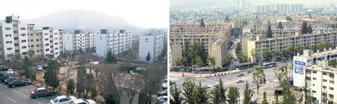 새 아파트 2만4500여가구로 다시 태어날 서울 송파구 잠실저밀도지구(왼쪽). [동아일보 자료사진] 용적률 문제로 주민과 서울시가 갈등을 빚고 있는 서울 강남구 개포지구. [사진제공 네오넷]