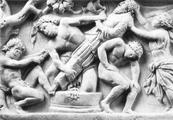 미스테리아 봄철 축제, 디오니소스의 상징물을 나무에매다는 것을 표현한 작품