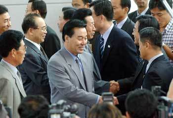 북측대표단 도착[사진=연합]