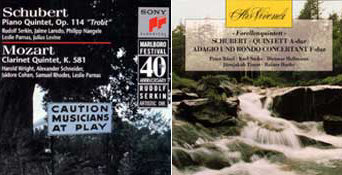 1967년 말보로 음악축제 공연실황을 담은 소니사의 슈베르트 ‘송어 5중주’ 음반(왼쪽)과 ‘아르스 비벤디’ 레이블로 발매된 디지털 음반.