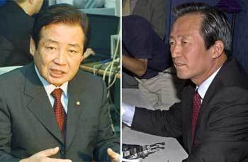 무소속 정몽준 의원(오른쪽)과 민주당 박상천 최고위원 - 박경모기자, 신석교기자