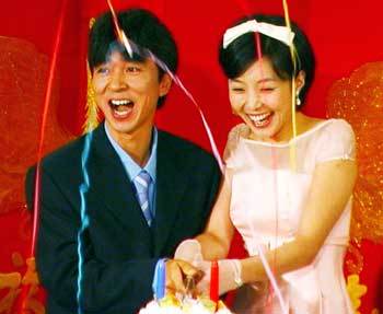 실제 연인 사이면서 극중에서 약혼식을 치른 개그맨 김국진(왼쪽)과 탤런트 이윤성. 사진제공 MBC