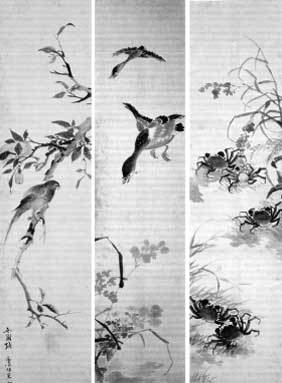 오원 장승업의 화조영모화 10폭 병풍 중 일부