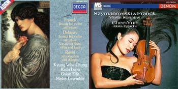 정경화-피아니스트 라두 루푸의 협연음반(왼쪽)과김지연-피아니스트 에구치 아키라의 음반.