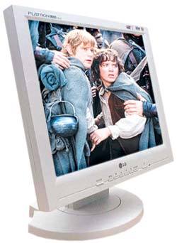 사진은 컴퓨터 모니터에 영화 ‘반지의 제왕, 두개의 탑’을 합성한모습.