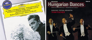 카리얀의 '헝가리 춤곡'(왼쪽)과 피셔의 '헝가리 춤곡'음반