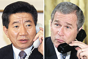 노무현 대통령　　　　　부시 대통령