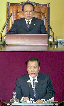 한나라당 하순봉 최고위원이 3일 국회에서 원내교섭단체 대표연설을 하고 있다. -서영수기자