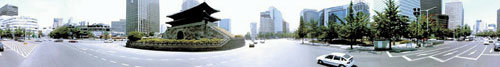 서울 남대문 주변의 360°파노라마 사진