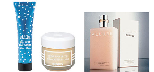 스틸라의 '올 오버 시머'시슬리의 '크렘 푸르 르 쿠'샤넬의 '알뤼르 시머링 보디스크럽'