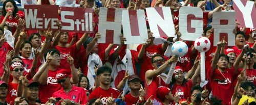 2002한일월드컵에서 한국대표팀에 열렬한 성원을 보내고 있는 붉은악마 응원단 모습. 붉은악마 응원단은 월드컵 이후 순수하게 축구만을 위한 모임으로 거듭나기 위한 방안을 강구중에 있다. 동아일보 자료사진