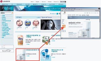 기업의 홈페이지에 소개된 제품을 클릭하면 해당 제품만의 독립된 마이크로사이트 창이 뜬다.