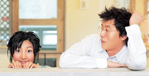 영화 '싱글즈'는 주연 장진영(왼쪽), 김주혁. 두 사람 모두 아직 '싱글'인 게 좋지만 예쁜 아기만 보면 결혼하고 싶다고 말했다. 강병기기자