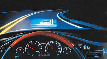 캐딜락 드빌에 설치된 나이트 비전은 야간에 운전할 때에도 카메라가 적외선을 이용해 앞에 있는 물체를 포착해 운전자에게 보여준다. 사진제공 GM코리아