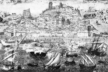 16세기 포르투갈은 계피 정향 등의 향료무역으로 ‘바다의 실크로드’를 독점했다. 16세기 리스본항을 묘사한 그림.사진제공 청아출판사