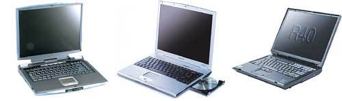 (오른쪽 부터) 도시바 '새틀라이트 5200', 삼성 '센스 X10-JB243/14R', LGIBM '싱크패드 R40e LK1'