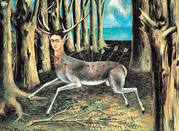자화상이 대부분인 칼로의 그림은 상처 입은 자신의 육체와 마음을 표현하고 있다. ‘작은 사슴’(1946). 사진제공 민음사