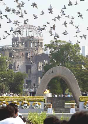 원자폭탄 투하 당시 파괴된 모습 그대로 보존된 히로시마의 원폭돔(세계 유산).사진제공 히로시마현