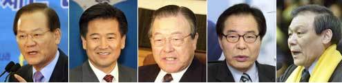 최병렬(한나라)　 정동영(우리)　 　김종필(자민)　　 권영길(민노)　 조순형(민주)　　