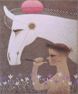 박 돈 작 '백마의 노래' (72.7x60.6㎝, 캔버스에 유채, 2004년). 청작화랑