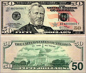 미국 조폐국은 26일 위조 방지 기능을 대폭 높인 새 50달러짜리 지폐를 선보였다. 새 지폐는 올해 9월 말이나 10월 초부터 유통될 예정이다. AFP연합