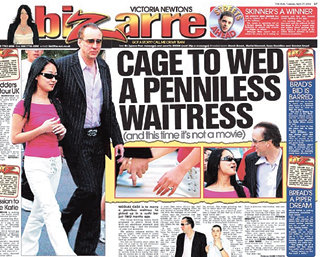 영국 일간 더 선이 소개한 니컬러스 케이지와 앨리스 킴의 사진. -사진제공 더 선