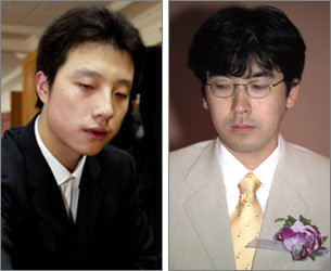 중국과 일본의 1인자인 구리 7단(왼쪽)과 하네 나오키 9단. 동아일보 자료사진