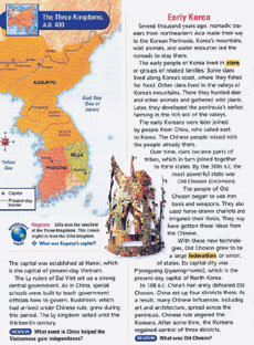 미국 3대 교과서 출판사의 하나인 하코트가 새로 펴낸 중학교 교과서의 한국사 부분.-뉴욕=연합